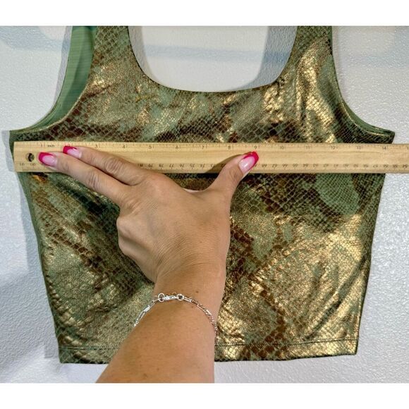 NWOT IVL Collective Oil Green & Gold Snakeskin Pattern Sports bra Crop Top 4 - Picture 9 of 10